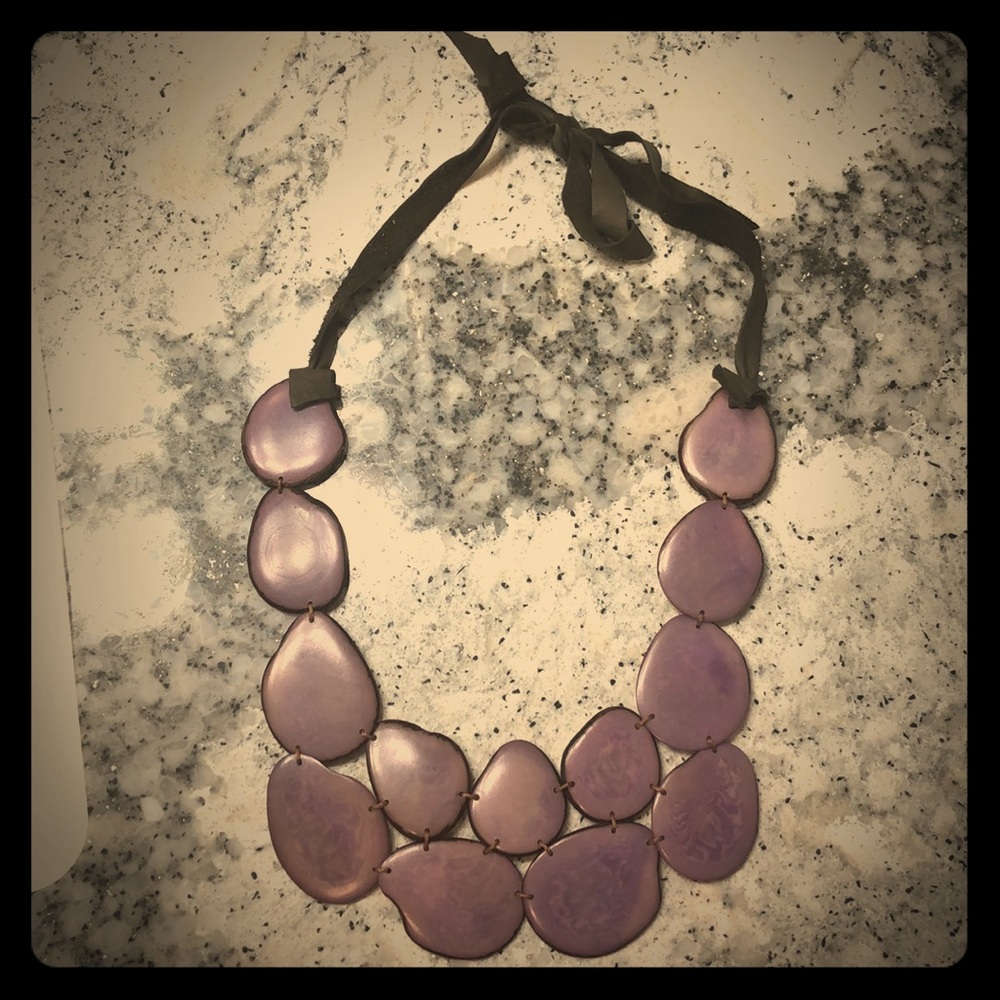 Purple “geodesic” adjustable strap necklace